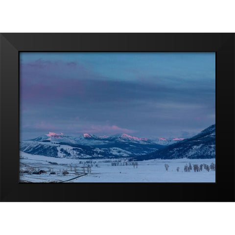 Alpenglow, Lamar Valley, Yellowstone National Park Black Modern Wood Framed Art Print by Herbert, Neal