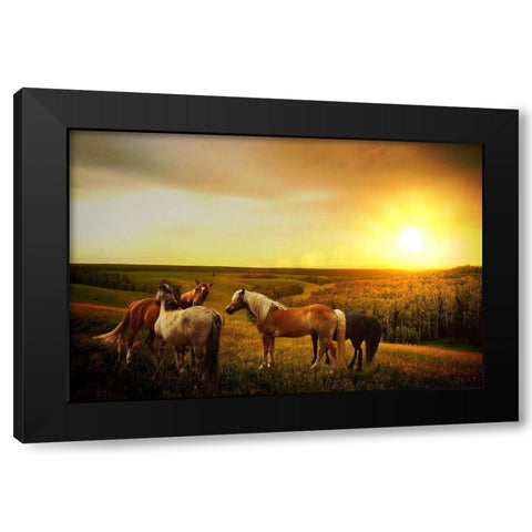 A Kiss Goodnight Black Modern Wood Framed Art Print by The Yellowstone Collection