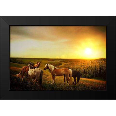 A Kiss Goodnight Black Modern Wood Framed Art Print by The Yellowstone Collection