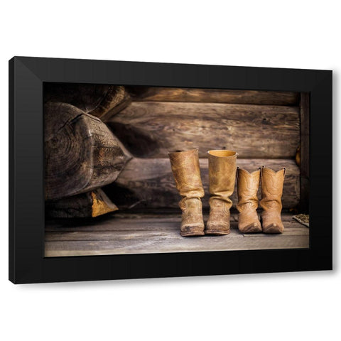 Cowboy boots Black Modern Wood Framed Art Print by The Yellowstone Collection