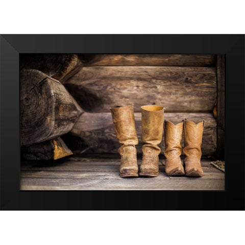 Cowboy boots Black Modern Wood Framed Art Print by The Yellowstone Collection