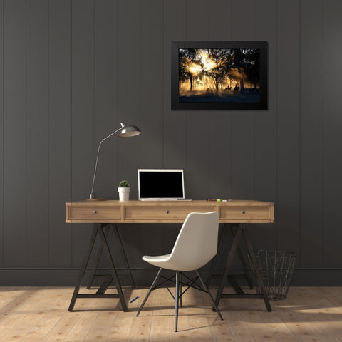 Forest Riders Black Modern Wood Framed Art Print by The Yellowstone Collection