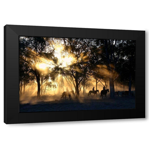 Forest Riders Black Modern Wood Framed Art Print with Double Matting by The Yellowstone Collection
