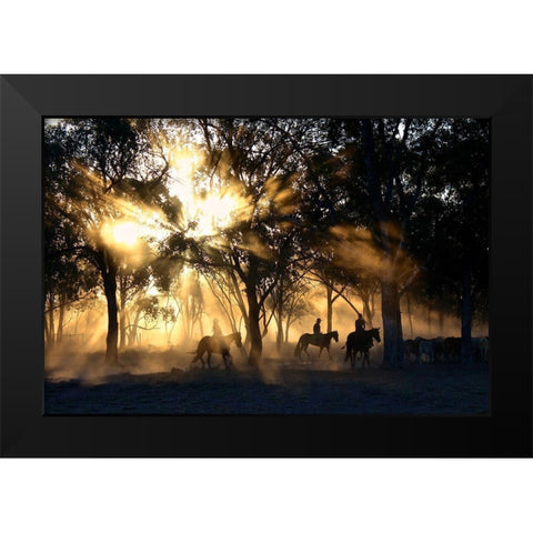 Forest Riders Black Modern Wood Framed Art Print by The Yellowstone Collection