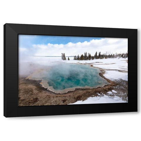 Black Pool Steaming, Yellowstone National Park Black Modern Wood Framed Art Print with Double Matting by Frank, Jacob W.