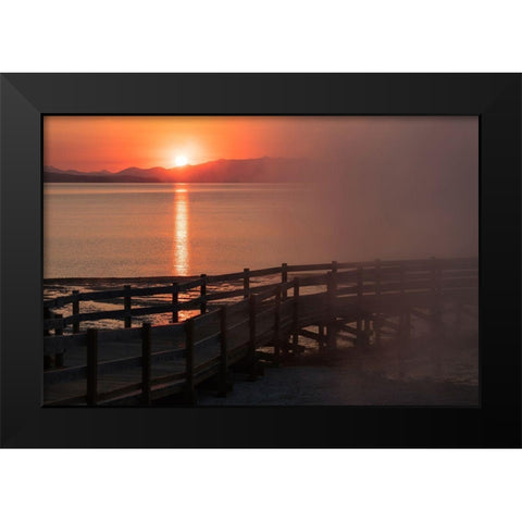 Sunrise at West Thum Geyser Basin, Yellowstone National Park Black Modern Wood Framed Art Print by Frank, Jacob W.