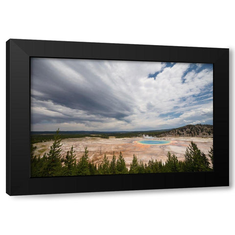 Building Storm over Grand Prismatic Spring, Yellowstone National Park Black Modern Wood Framed Art Print with Double Matting by Frank, Jacob W.