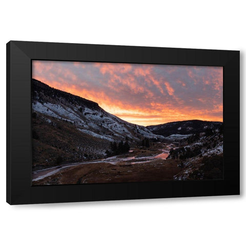 Sunrise at Gardner River, Yellowstone National Park Black Modern Wood Framed Art Print with Double Matting by Frank, Jacob W.