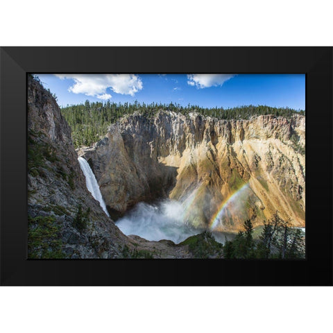 Lower Falls from Uncle Toms Trail, Yellowstone National Park Black Modern Wood Framed Art Print by Herbert, Neal