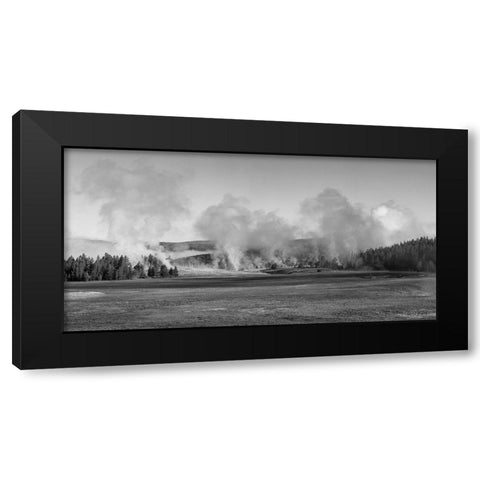 Early Morning Steam, Upper Geyser Basin, Yellowstone National Park Black Modern Wood Framed Art Print with Double Matting by The Yellowstone Collection