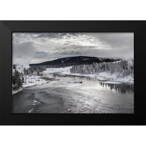 Early Winter, Yellowstone River, Yellowstone National Park Black Modern Wood Framed Art Print by The Yellowstone Collection