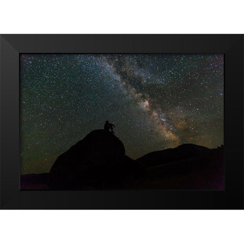 Milky Way, Mammoth Hot Springs, Yellowstone National Park Black Modern Wood Framed Art Print by The Yellowstone Collection