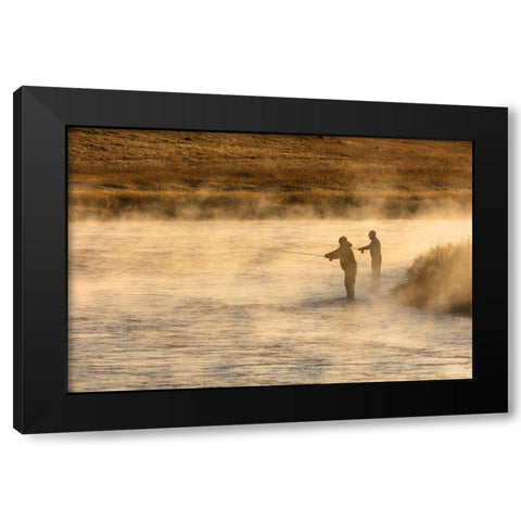 Fall Fishing on the Madison River, Yellowstone National Park Black Modern Wood Framed Art Print with Double Matting by Frank, Jacob W.