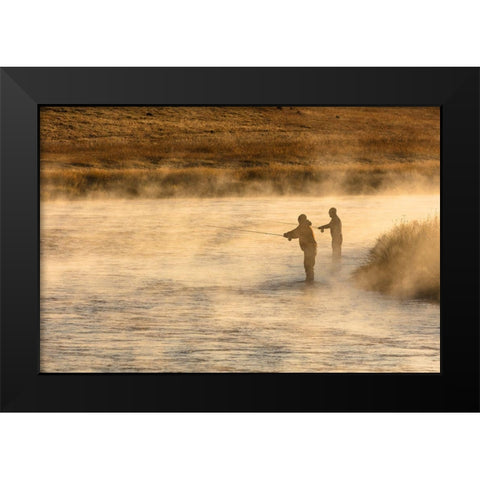 Fall Fishing on the Madison River, Yellowstone National Park Black Modern Wood Framed Art Print by Frank, Jacob W.
