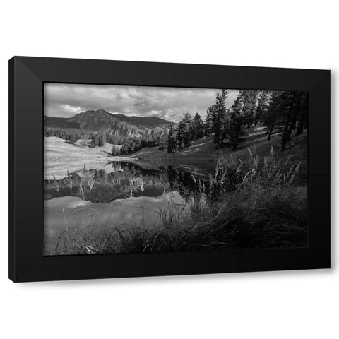 Fall Reflections at Trout Lake, Yellowstone National Park Black Modern Wood Framed Art Print by Frank, Jacob W.