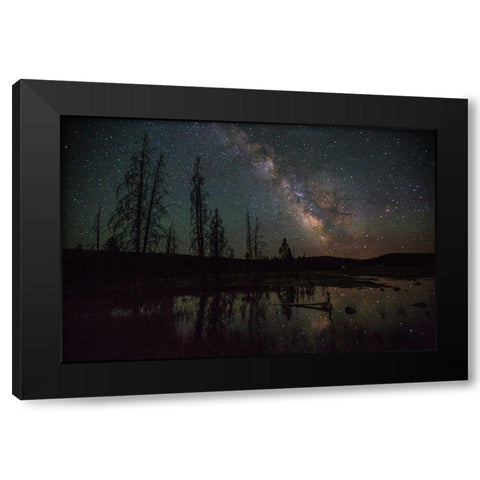 Firehole Lake Drive and Milky Way, Yellowstone National Park Black Modern Wood Framed Art Print by The Yellowstone Collection