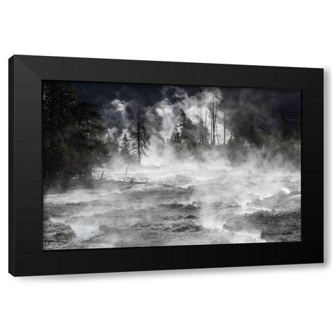 Frost and Steam, Midway Geyser Basin, Yellowstone National Park Black Modern Wood Framed Art Print with Double Matting by The Yellowstone Collection