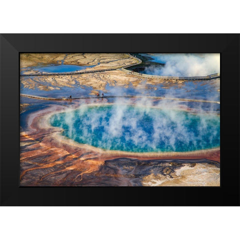 Grand Prismatic Spring, Yellowstone National Park Black Modern Wood Framed Art Print by The Yellowstone Collection
