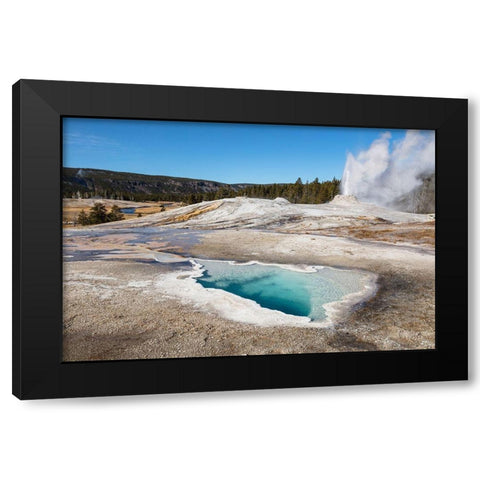 Lion Geyser and Heart Spring, Yellowstone National Park Black Modern Wood Framed Art Print by The Yellowstone Collection