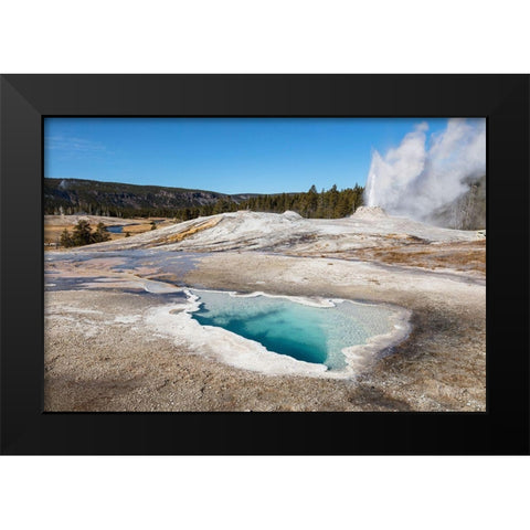 Lion Geyser and Heart Spring, Yellowstone National Park Black Modern Wood Framed Art Print by The Yellowstone Collection