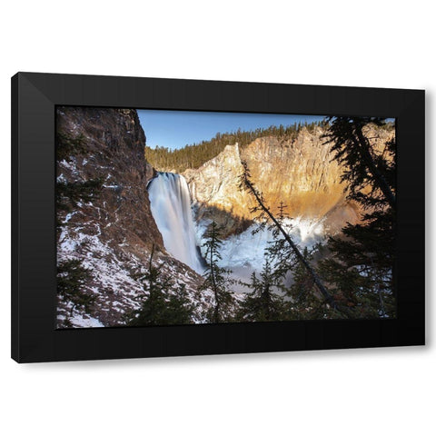 Lower Falls from Uncle Toms Trail, Yellowstone National Park Black Modern Wood Framed Art Print with Double Matting by The Yellowstone Collection