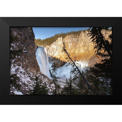 Lower Falls from Uncle Toms Trail, Yellowstone National Park Black Modern Wood Framed Art Print by The Yellowstone Collection