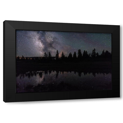 Milky Way Reflection, Yellowstone National Park Black Modern Wood Framed Art Print with Double Matting by The Yellowstone Collection