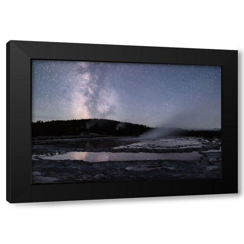 Milky Way reflecting at Great Fountain Geyser, Yellowstone National Park Black Modern Wood Framed Art Print with Double Matting by Frank, Jacob W.