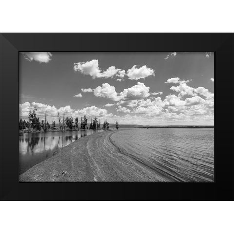 Sand Bar in Wolf Bay, Yellowstone National Park Black Modern Wood Framed Art Print by Frank, Jacob W.