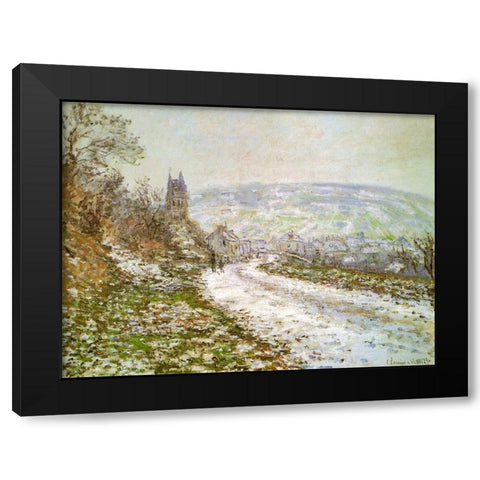 Approach to Vetheuil in Winter 1878 Black Modern Wood Framed Art Print by Monet, Claude