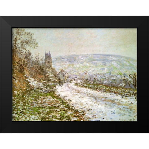 Approach to Vetheuil in Winter 1878 Black Modern Wood Framed Art Print by Monet, Claude