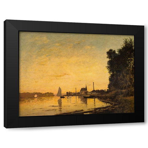 Argenteuil-late afternoon 1872 Black Modern Wood Framed Art Print with Double Matting by Monet, Claude