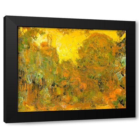 Artists house from rose garden 1922 Black Modern Wood Framed Art Print with Double Matting by Monet, Claude