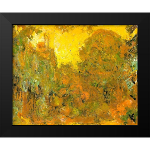 Artists house from rose garden 1922 Black Modern Wood Framed Art Print by Monet, Claude
