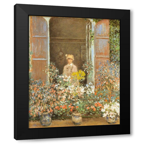 Camille at window-Argenteuil 1873 Black Modern Wood Framed Art Print by Monet, Claude