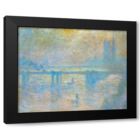 Charing Cross Bridge II 1902 Black Modern Wood Framed Art Print with Double Matting by Monet, Claude