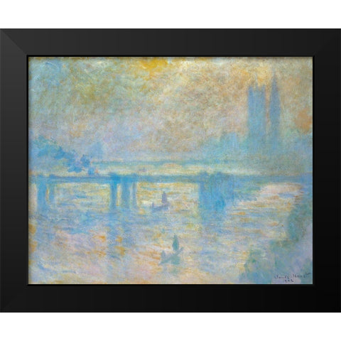 Charing Cross Bridge II 1902 Black Modern Wood Framed Art Print by Monet, Claude