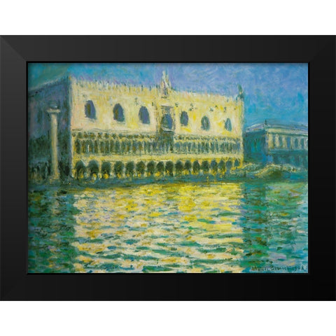 Doges Palace-Venice 1908 Black Modern Wood Framed Art Print by Monet, Claude