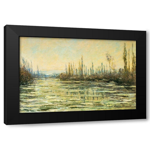 Floating ice on the Seine 1880 Black Modern Wood Framed Art Print by Monet, Claude