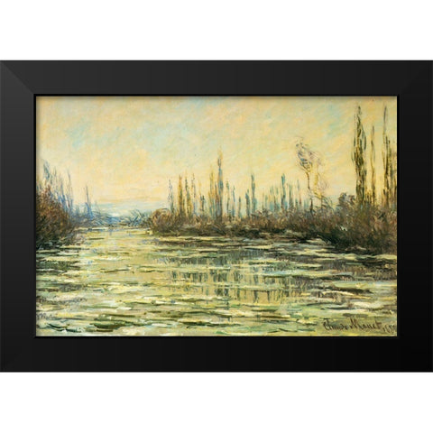 Floating ice on the Seine 1880 Black Modern Wood Framed Art Print by Monet, Claude