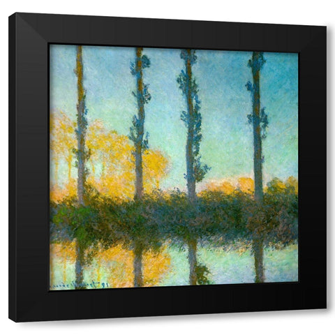 Four Poplars 1891 Black Modern Wood Framed Art Print by Monet, Claude