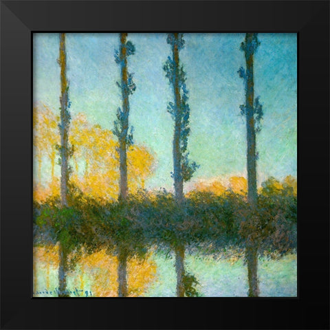 Four Poplars 1891 Black Modern Wood Framed Art Print by Monet, Claude