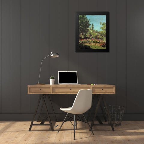Garden in flower 1867 Black Modern Wood Framed Art Print by Monet, Claude