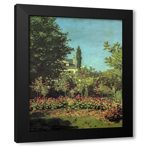 Garden in flower 1867 Black Modern Wood Framed Art Print by Monet, Claude
