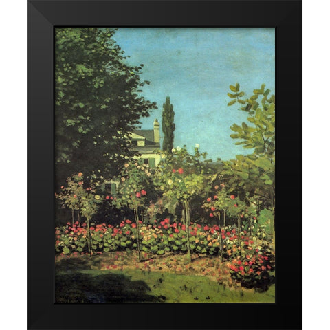 Garden in flower 1867 Black Modern Wood Framed Art Print by Monet, Claude