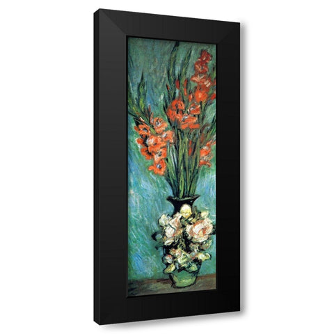 Gladioli 1882 Black Modern Wood Framed Art Print by Monet, Claude