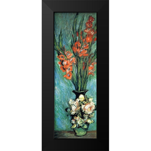 Gladioli 1882 Black Modern Wood Framed Art Print by Monet, Claude