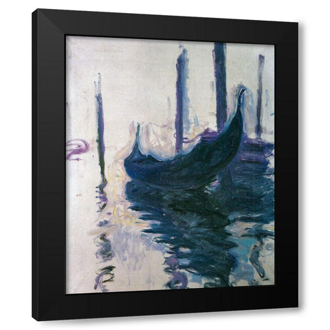 Gondolas in Venice 1908 Black Modern Wood Framed Art Print with Double Matting by Monet, Claude