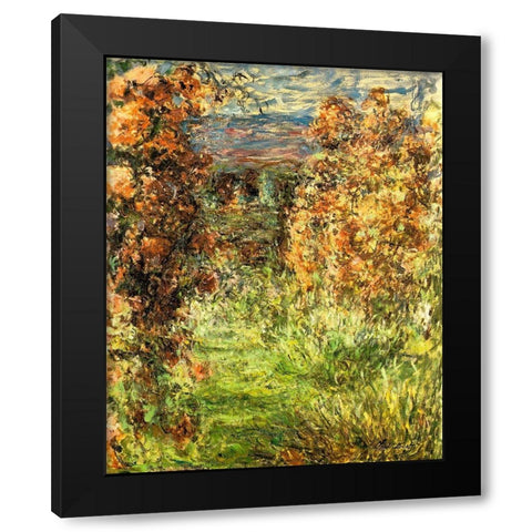 House from the Rose Garden 1920 Black Modern Wood Framed Art Print by Monet, Claude