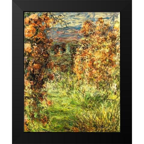 House from the Rose Garden 1920 Black Modern Wood Framed Art Print by Monet, Claude